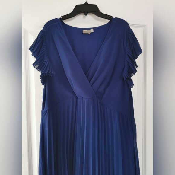 Asos Pleated Blue Maxi Dress Size 12 - Picture 2 of 7